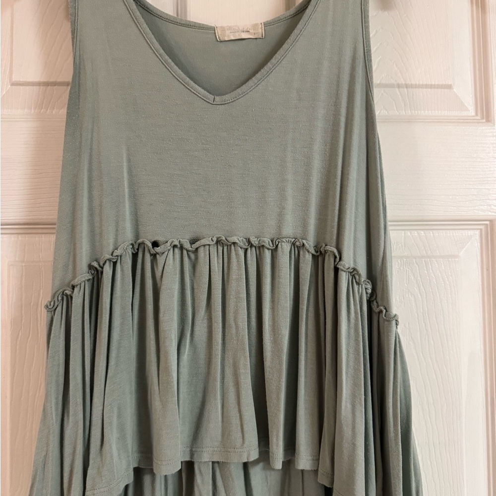 Aerie Sage Green Ruffle Tank Top
